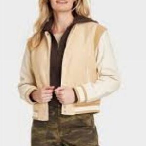 Universal Thread Tan and Cream Varsity Jacket